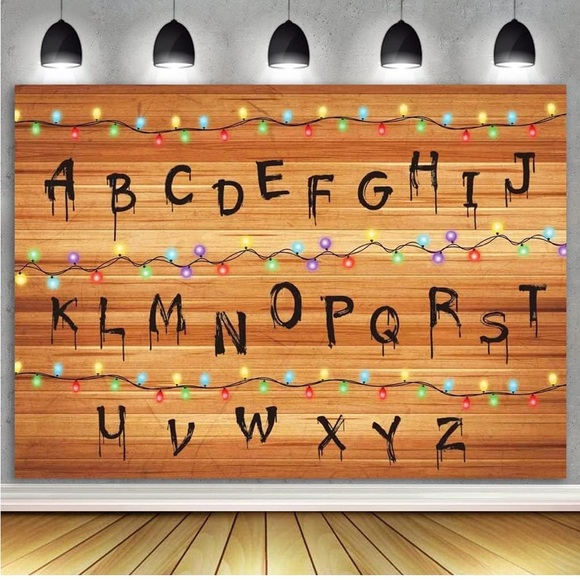 Stranger Things ABC Lights Alphabet Wall Backdrop 7x5ft (84"L x 60"W) - Picture 1 of 5